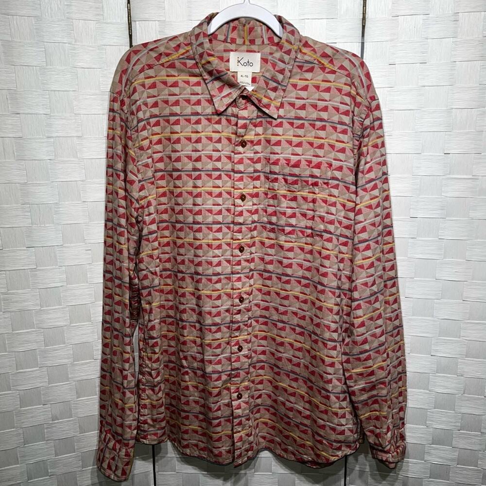 Koto Urban Outfitters Long Sleeve Geometric Print Shirt Size XL Colorful Hipster